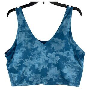 Ideology Womens XL Built-In Bra Tank Top Teal Camouflage Print Nylon Spandex